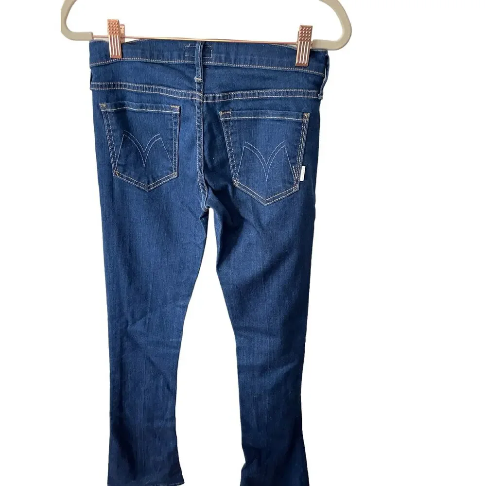 Mother The Runaway Bootcut Jeans Low Rise Stretch Dark Skies Suede Y2k Retro 24